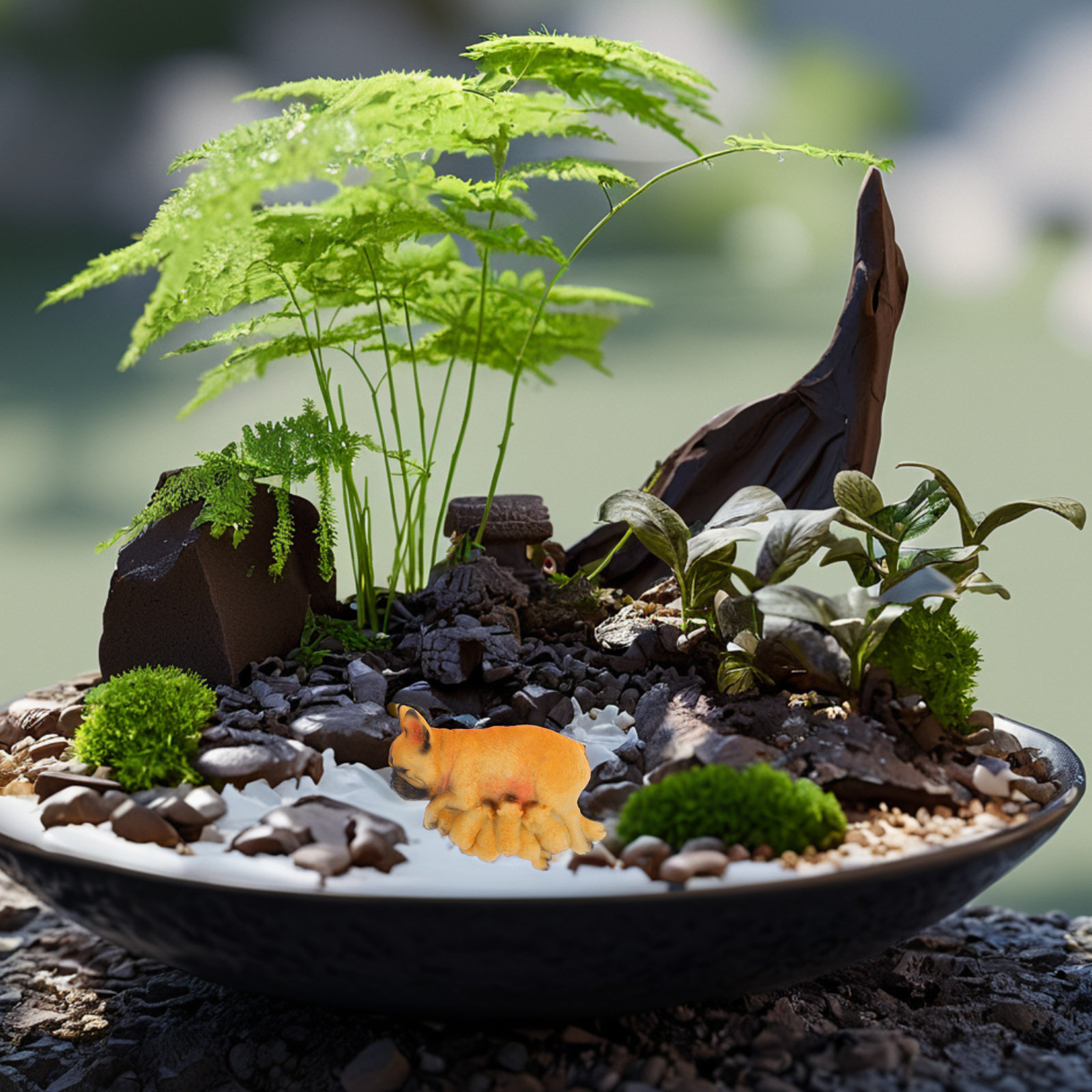 Realistic French Bulldog Resin - Succulent Arrangement Mini recension och pris
